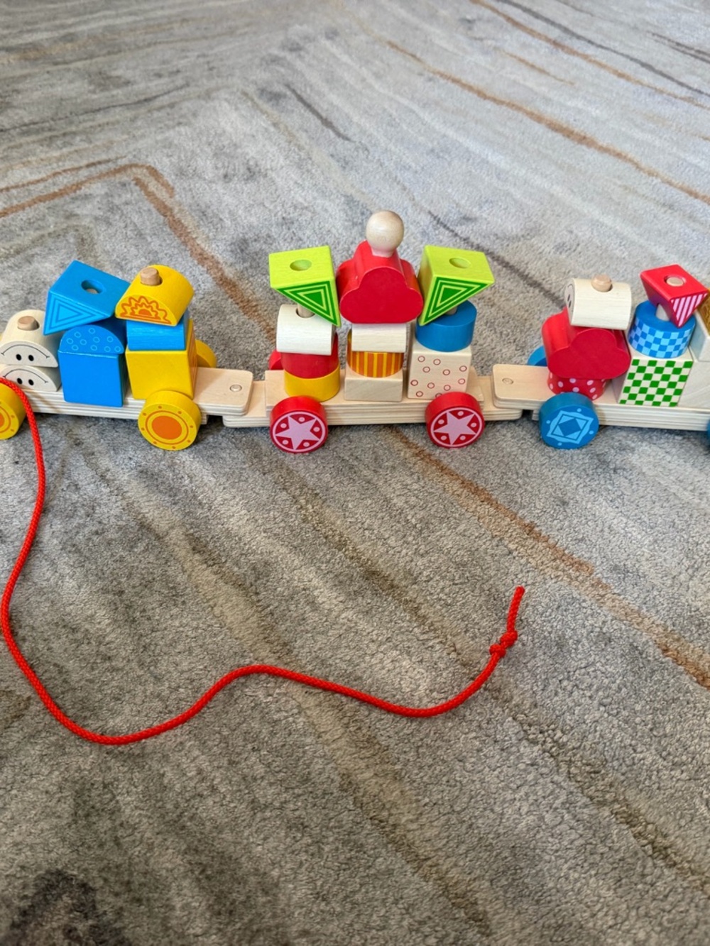 Multicolor Wooden Build-Up Pull Train - Stacking Block Set - Picture 2 of 6